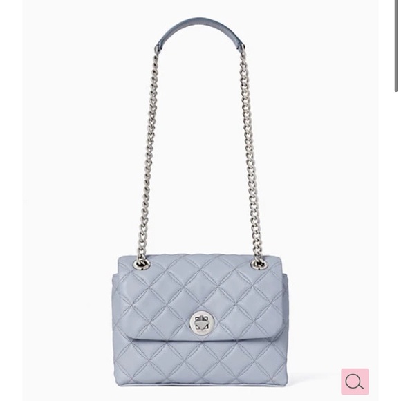 Kate Spade blue shoulder bag small flap frosted blue quilt silver chain - Picture 1 of 4